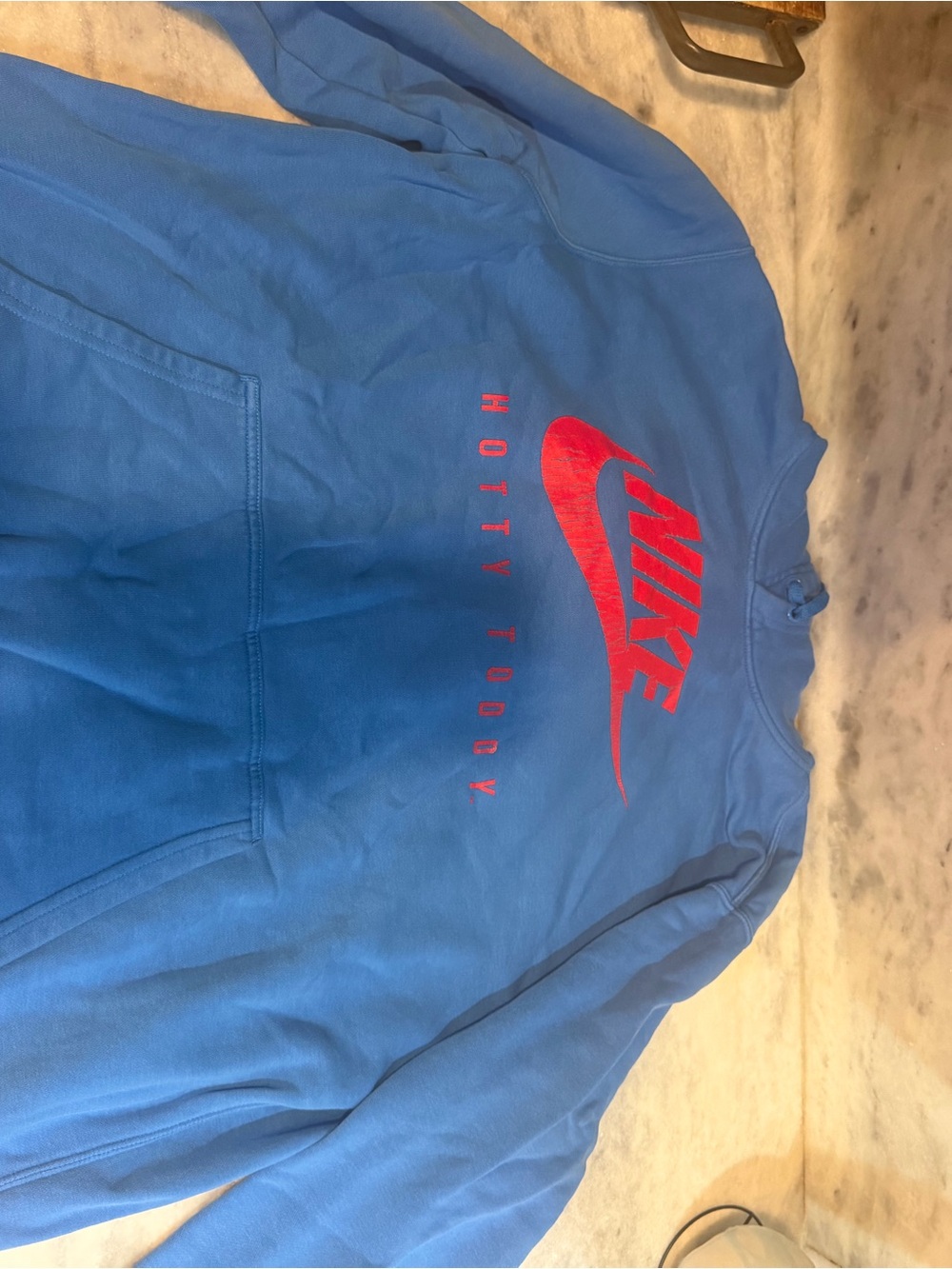 Nike Blue Pullover Hoodie with Red Accents